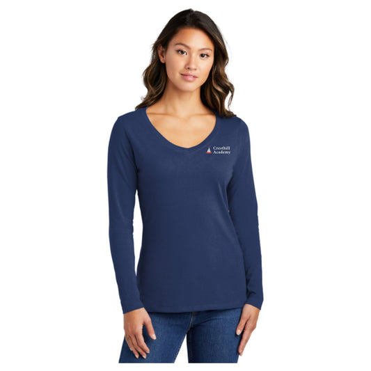 Port & Company® Women's Long Sleeve Fan Favorite™ V-Neck Tee