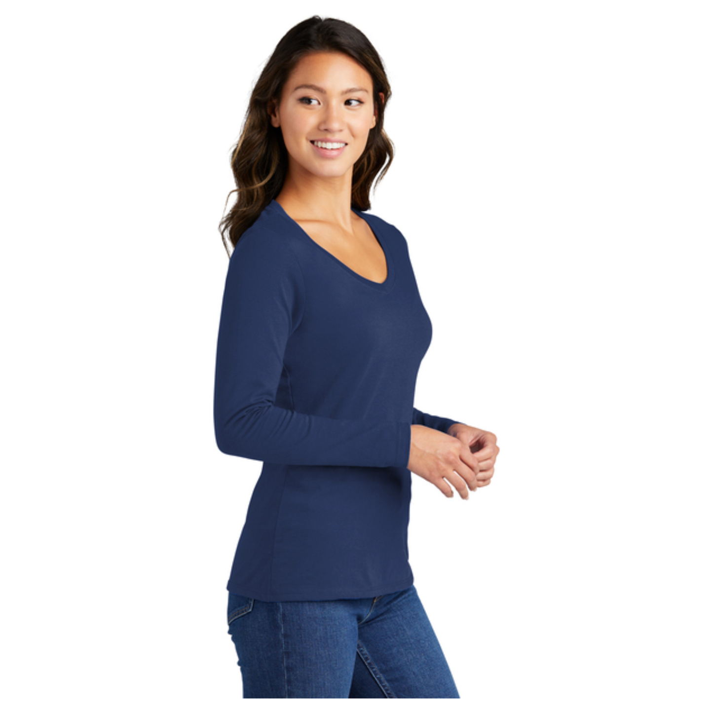 Port & Company® Women's Long Sleeve Fan Favorite™ V-Neck Tee